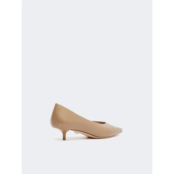 Max Mara Beati Nappa Leather Low Court Shoes in Mud | Heels | Coveti