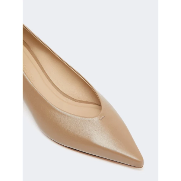 Max Mara Beati Nappa Leather Low Court Shoes in Mud | Heels | Coveti