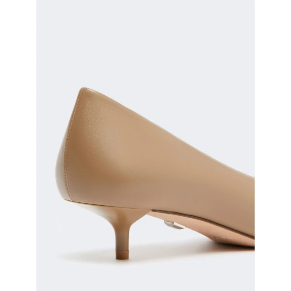 Max Mara Beati Nappa Leather Low Court Shoes in Mud | Heels | Coveti