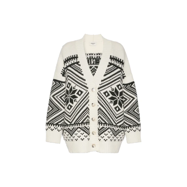 Max Mara Belgio Jacquard Wool Cardigan in Black | Cardigan | Coveti