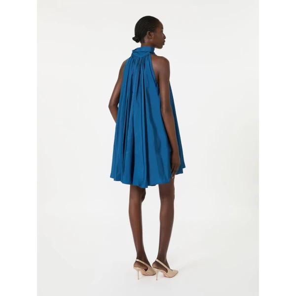 Max Mara Bellico Satin Dress with Oversized Bow in Navy | Mini Dresses | Coveti
