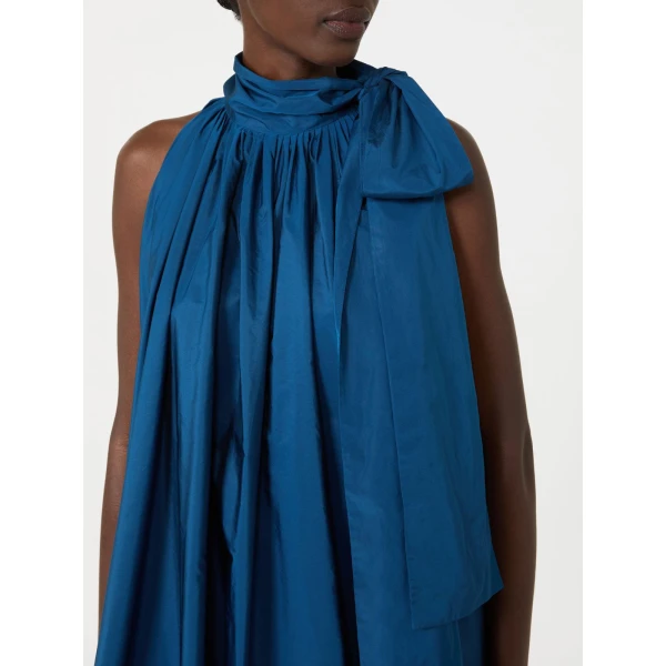 Max Mara Bellico Satin Dress with Oversized Bow in Navy | Mini Dresses | Coveti