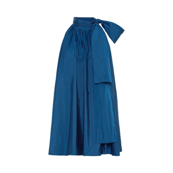 Max Mara Bellico Satin Dress with Oversized Bow in Navy | Mini Dresses | Coveti