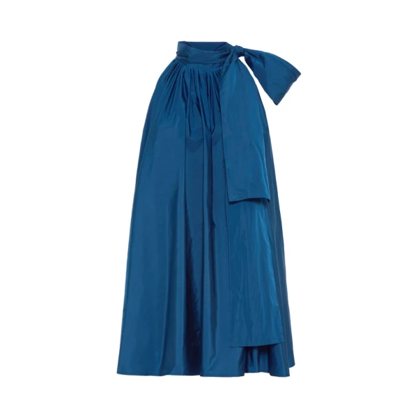 Bellico Satin Dress with Oversized Bow in Navy