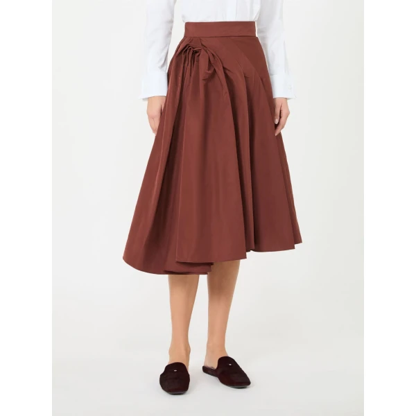 Max Mara Benda Silk-Blend Midi Skirt in Brick Red | Midi Skirts | Coveti
