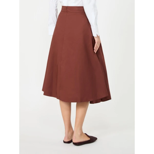 Max Mara Benda Silk-Blend Midi Skirt in Brick Red | Midi Skirts | Coveti