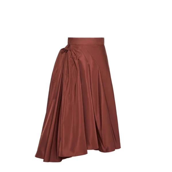 Benda Silk-Blend Midi Skirt in Brick Red