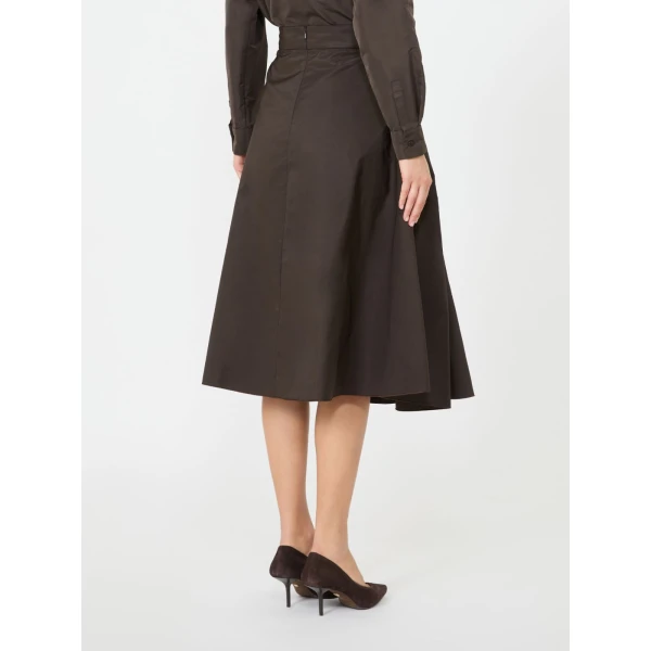 Max Mara Benda Silk-Blend Midi Skirt in Dark Brown | Midi Skirts | Coveti