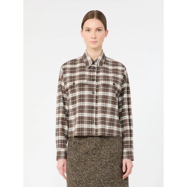 Max Mara Berlina Checked Flannel Shirt in Brown | Shirts | Coveti