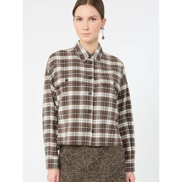 Max Mara Berlina Checked Flannel Shirt in Brown | Shirts | Coveti