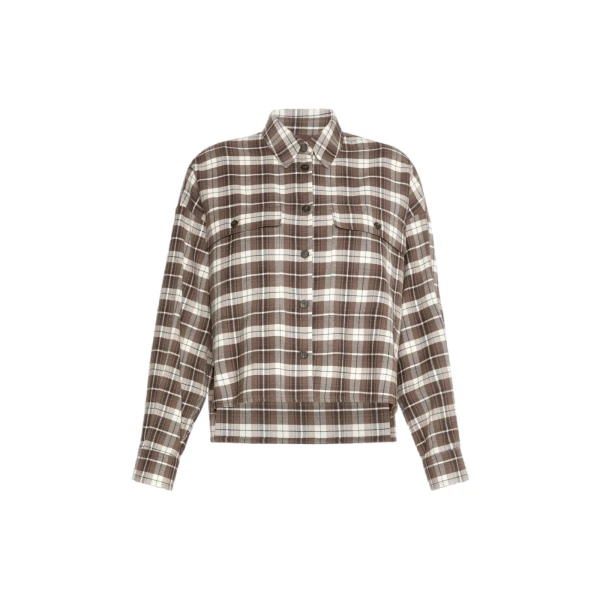 Max Mara Berlina Checked Flannel Shirt in Brown | Shirts | Coveti