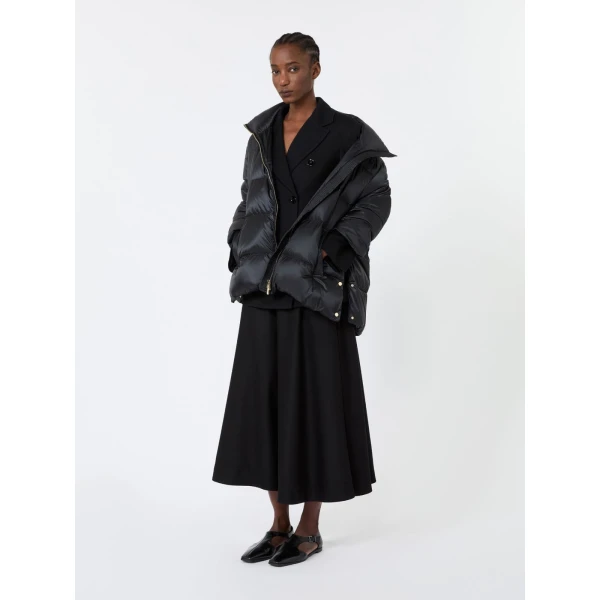 Max Mara Betulla Long Wool Flannel Skirt in Black | Maxi Skirts | Coveti