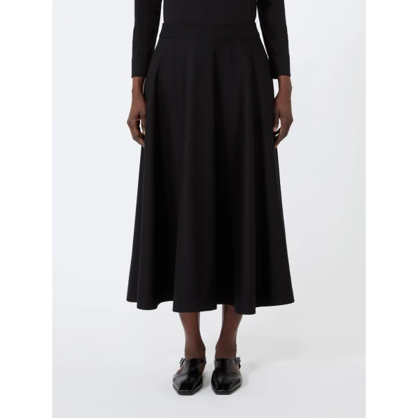 Max Mara Betulla Long Wool Flannel Skirt in Black | Maxi Skirts | Coveti