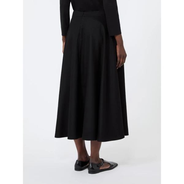 Max Mara Betulla Long Wool Flannel Skirt in Black | Maxi Skirts | Coveti