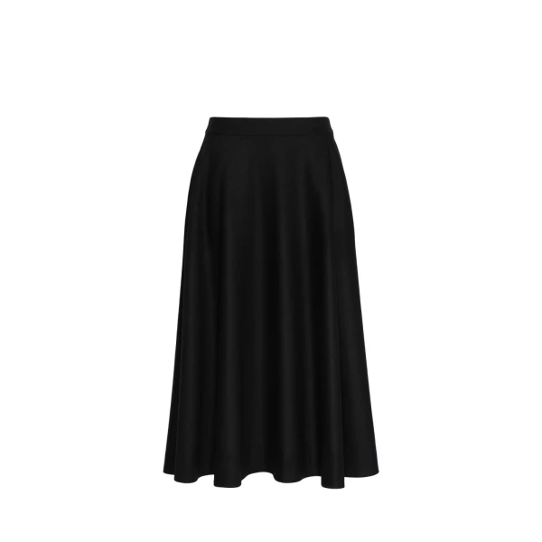 Max Mara Betulla Long Wool Flannel Skirt in Black | Maxi Skirts | Coveti