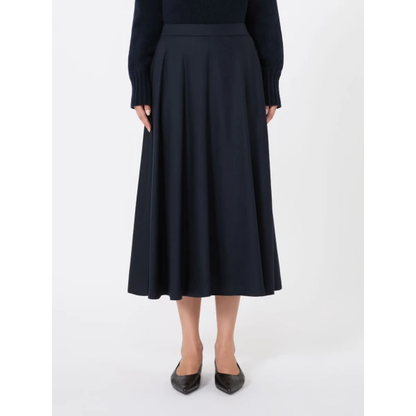 Max Mara Betulla Long Wool Flannel Skirt in Midnight Blue | Maxi Skirts | Coveti