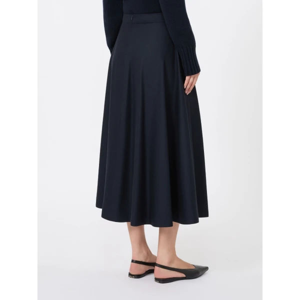 Max Mara Betulla Long Wool Flannel Skirt in Midnight Blue | Maxi Skirts | Coveti