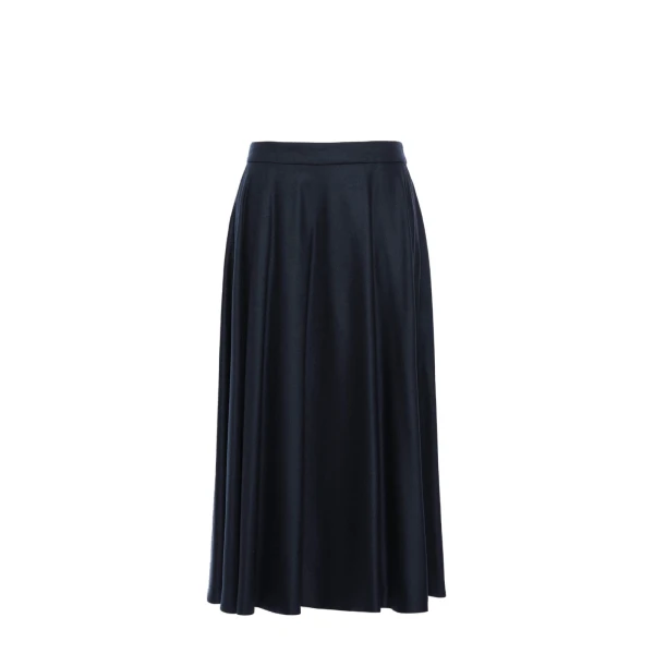 Betulla Long Wool Flannel Skirt in Midnight Blue