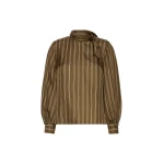 Max Mara Bingo Stripe-Print Silk Blouse in Khaki | Blouse | Coveti