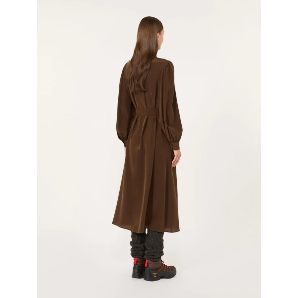 Max Mara Blocco Silk Crepe de Chine Maxi Dress in Brown | Maxi Dresses | Coveti