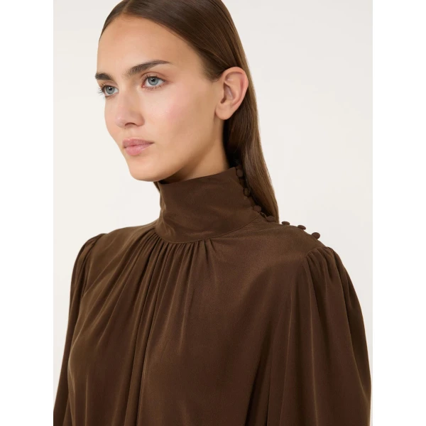 Max Mara Blocco Silk Crepe de Chine Maxi Dress in Brown | Maxi Dresses | Coveti