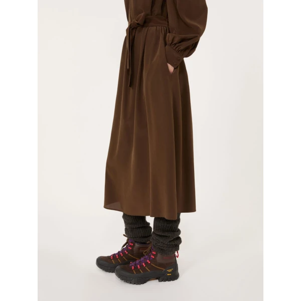 Max Mara Blocco Silk Crepe de Chine Maxi Dress in Brown | Maxi Dresses | Coveti