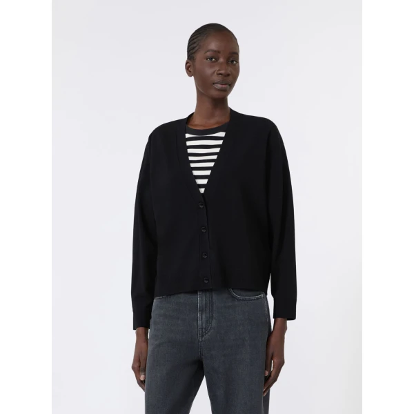 Max Mara Boario Viscose V-Neck Cardigan in Black | Cardigan | Coveti