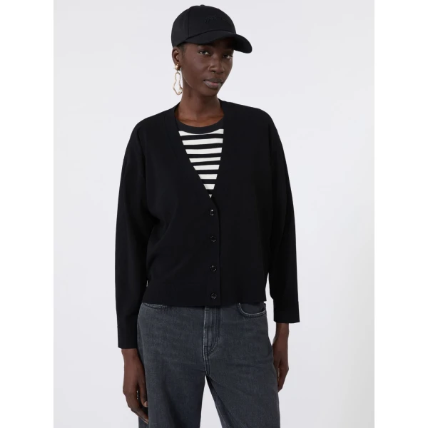 Max Mara Boario Viscose V-Neck Cardigan in Black | Cardigan | Coveti