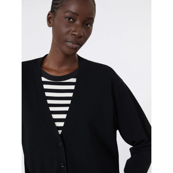 Max Mara Boario Viscose V-Neck Cardigan in Black | Cardigan | Coveti