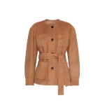 Max Mara Boemia Belted Suede Jacket in Camel | Leather Jackets | Coveti