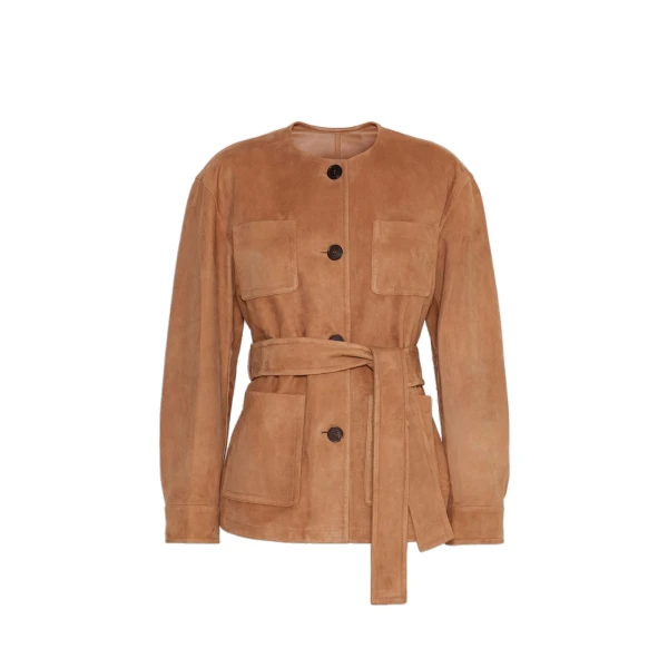 Boemia Belted Suede Jacket in Camel