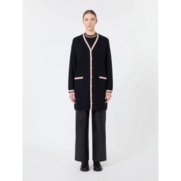 Max Mara Boero Long Wool Cardigan in Ultramarine | Cardigan | Coveti