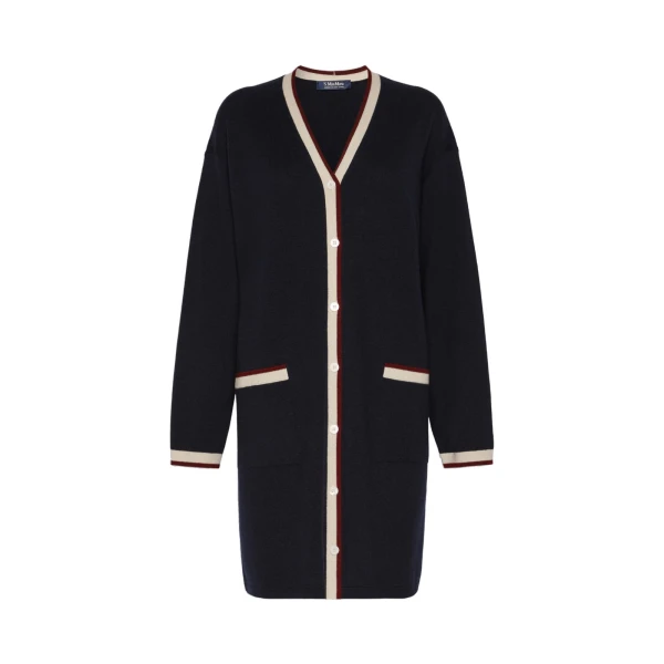 Max Mara Boero Long Wool Cardigan in Ultramarine | Cardigan | Coveti
