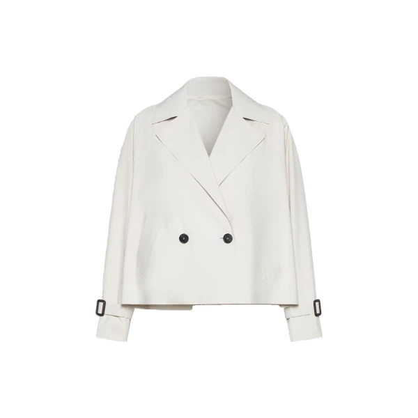 Boero Short Water-Repellent Trench Coat in Ivory