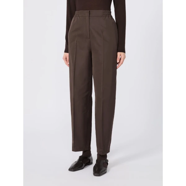 Max Mara Boheme Silk-Blend Radzimir Trousers in Dark Brown | Tailored pants | Coveti