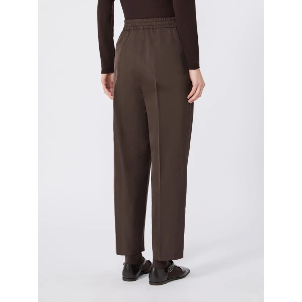 Max Mara Boheme Silk-Blend Radzimir Trousers in Dark Brown | Tailored pants | Coveti