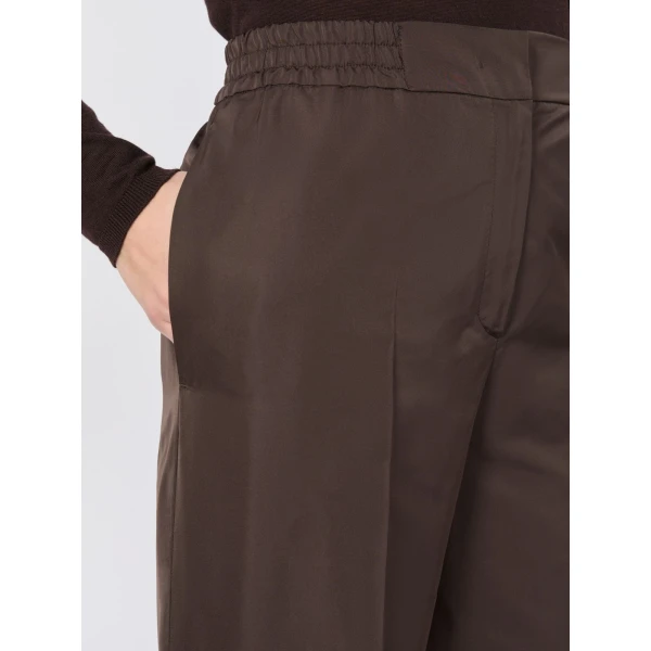 Max Mara Boheme Silk-Blend Radzimir Trousers in Dark Brown | Tailored pants | Coveti