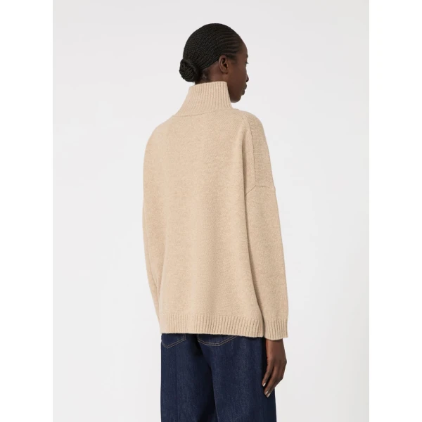 Max Mara Borgia Wool Turtleneck Jumper in Beige | Turtlenecks | Coveti