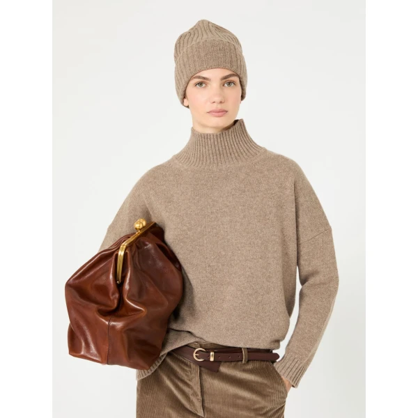 Max Mara Borgia Wool Turtleneck Jumper in Hazelnut Brown | Turtlenecks | Coveti