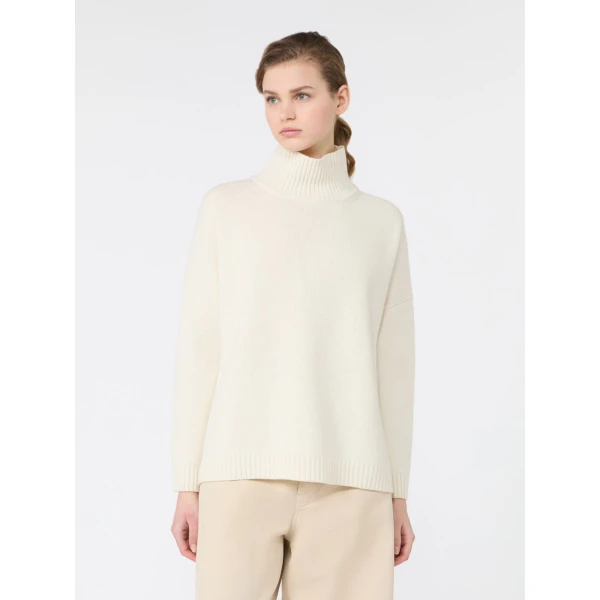 Max Mara Borgia Wool Turtleneck Jumper in Ivory | Turtlenecks | Coveti
