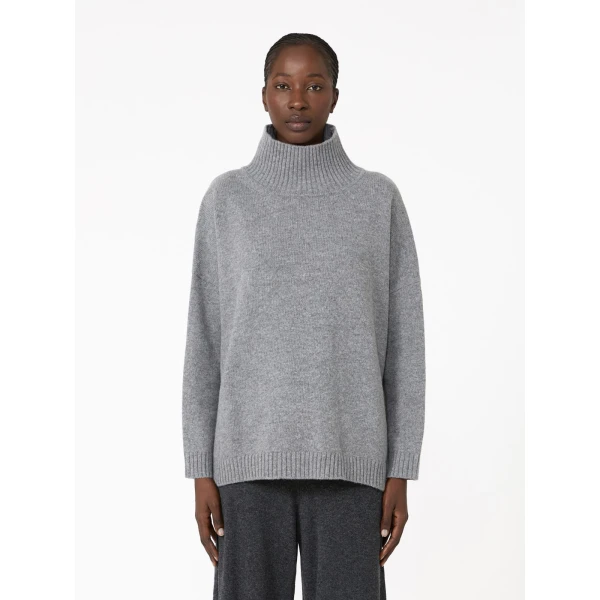 Max Mara Borgia Wool Turtleneck Jumper in Medium Grey | Turtlenecks | Coveti