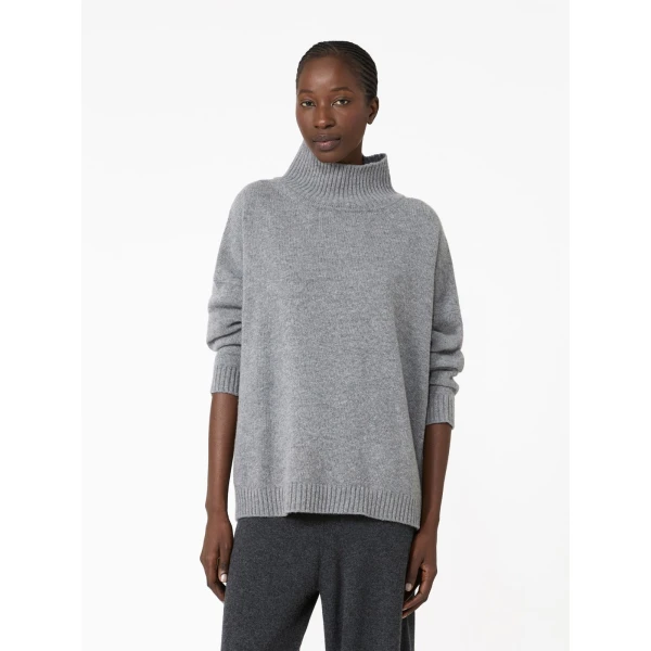 Max Mara Borgia Wool Turtleneck Jumper in Medium Grey | Turtlenecks | Coveti