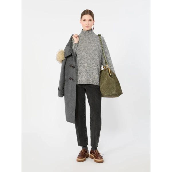 Max Mara Borgia Wool Turtleneck Jumper in Medium Grey Style 2 | Turtlenecks | Coveti