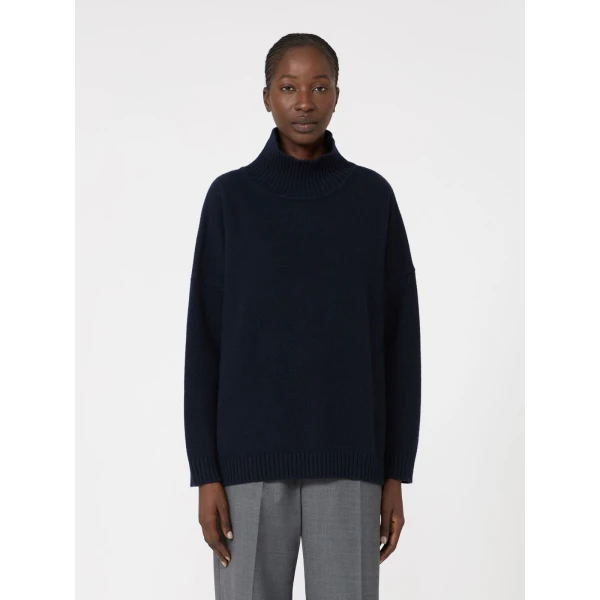 Max Mara Borgia Wool Turtleneck Jumper in Navy | Turtlenecks | Coveti