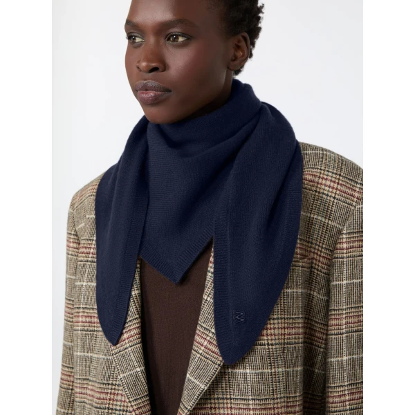 Max Mara Bosso Triangle Cashmere Scarf in Ultramarine | Scarves | Coveti