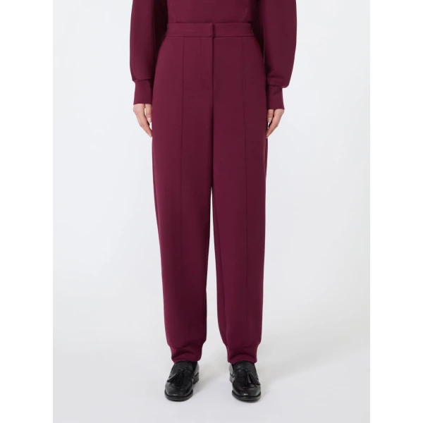 Max Mara Bosso Wool-Blend Jersey Joggers in Wine | Sweatpants | Coveti