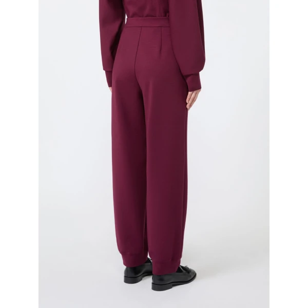 Max Mara Bosso Wool-Blend Jersey Joggers in Wine | Sweatpants | Coveti