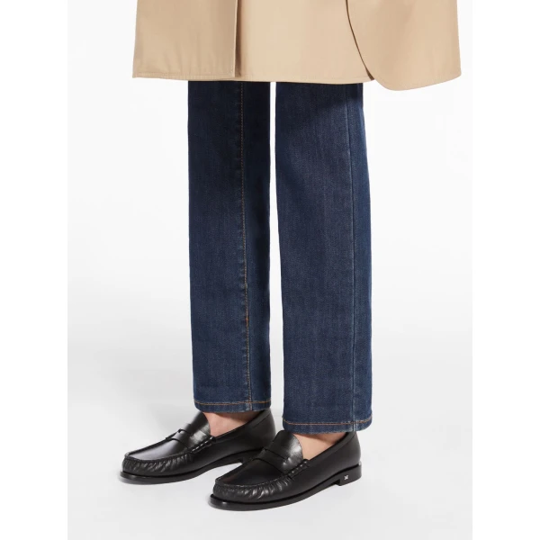 Max Mara Boymoc Leather Moccasins in Black | Loafers | Coveti