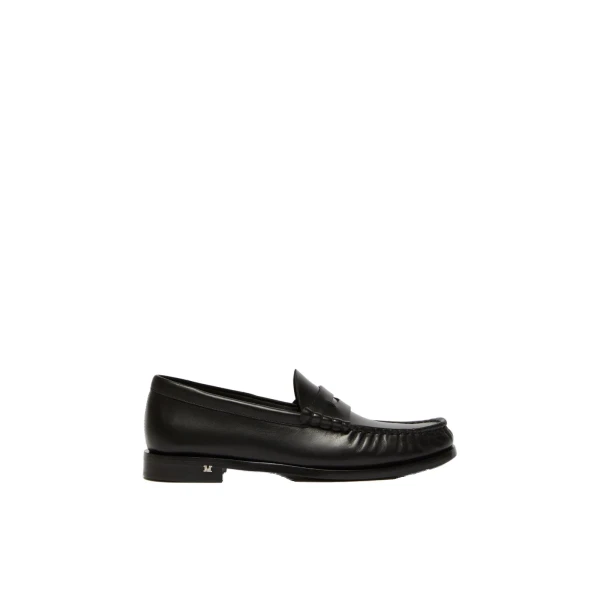 Max Mara Boymoc Leather Moccasins in Black | Loafers | Coveti