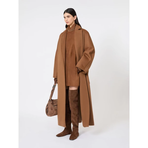 Max Mara Brama Short Wool and Cashmere Dress in Camel | Mini Dresses | Coveti
